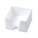 Halbwürfel mit weißem Papierblock, Behälter für Notizblöcke und Papier Werbung