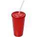 Doppelwandiger 35cl-Becher mit Strohhalm, Becher mit Strohhalm Werbung