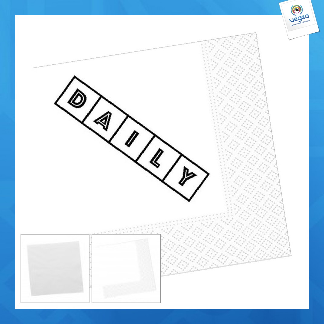Serviette papier promotionnelle standard 33x33cm (le mille)