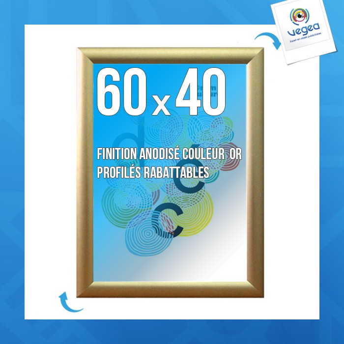 Cadre affichage personnalisable clic-clac mural 60x40cm or/gold