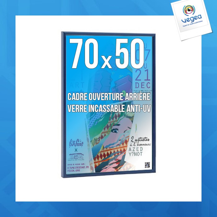 Cadre personnalisable déco 50x70cm couleur bleu