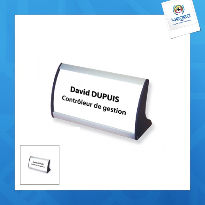 Chevalet publicitaire porte-nom/ visuel alu-sign 74 x 150 mm