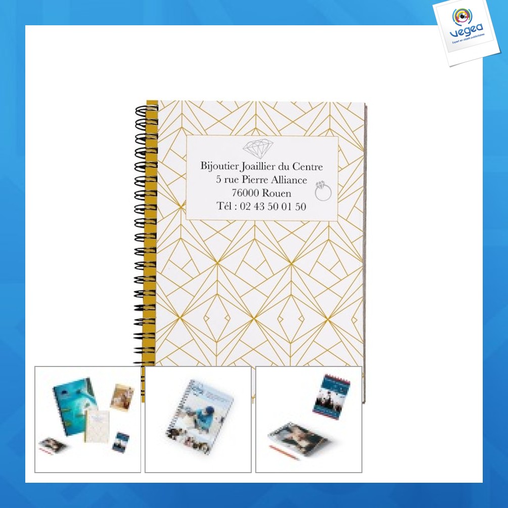 Carnet personnalisé spirale couverture souple 100x150 mm