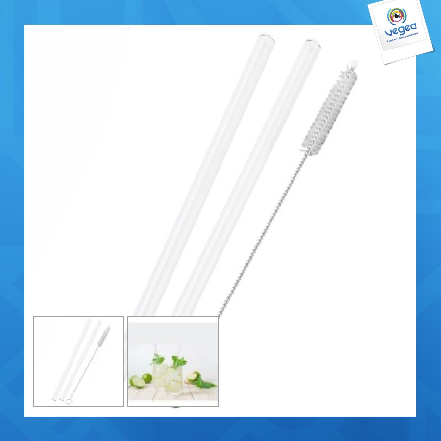 2 glasstrohhalme und reinigungsbürste