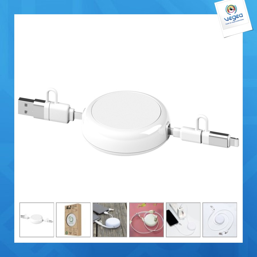 4-in-1 schnelllade-kabel 20w aus recycelten materialien - weiß