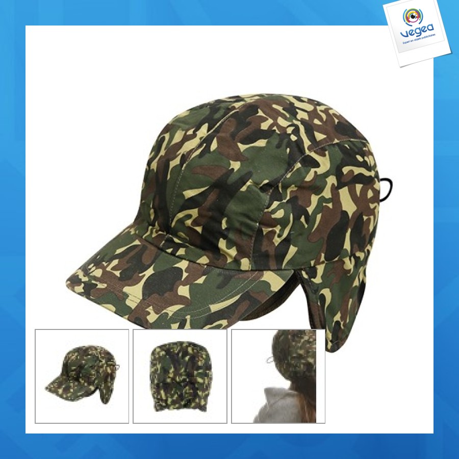 4-panel-camouflage-mütze aus fleece-stapel und polyester