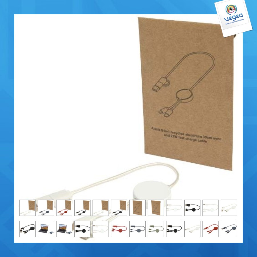 5-in-1 citala kabel aus recyceltem kunststoff, 30 cm, für datenübertragung und schnelles laden mit 27 w