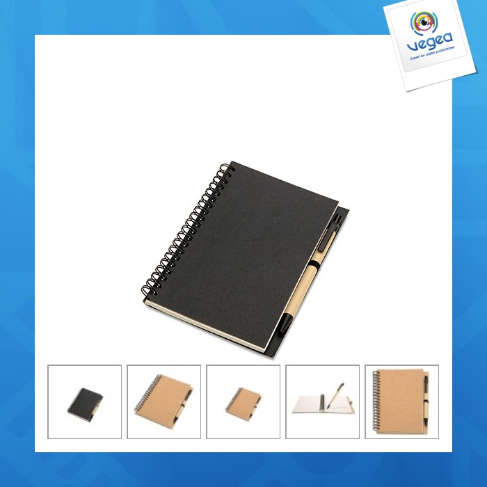 70-seitiger spiralnotizblock aus recyceltem material mit biologisch abbaubarem hardcover-stift