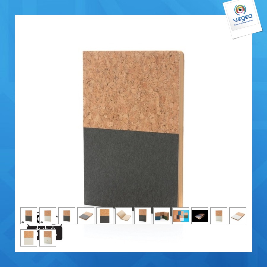 A5-notizbuch mit einband aus kraft und kork