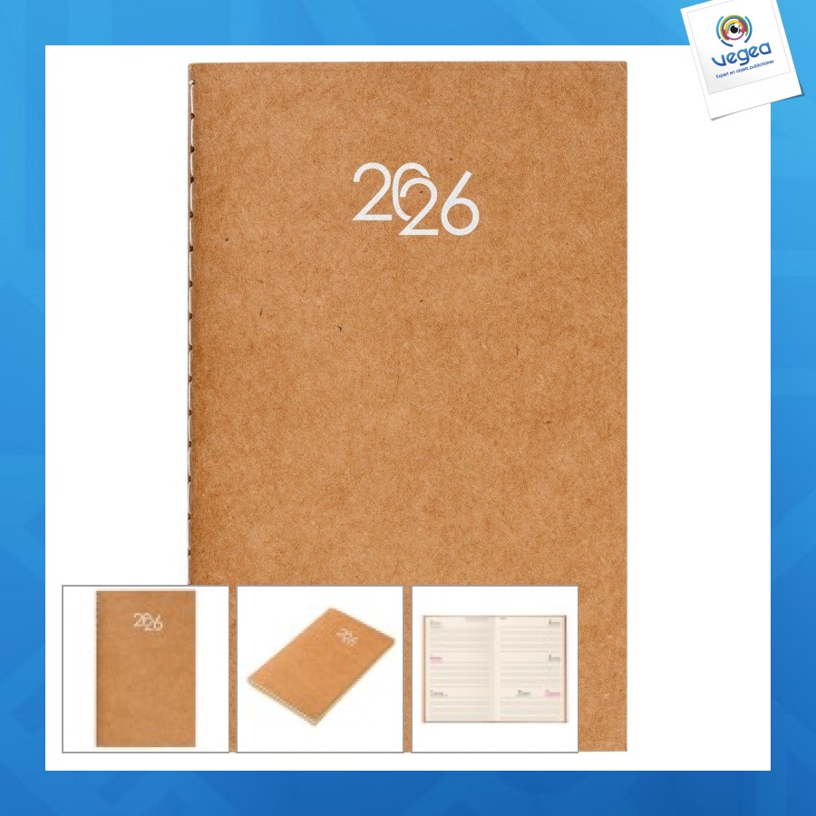 Agenda de poche hebdomadaire 2026 avec couverture en carton souple