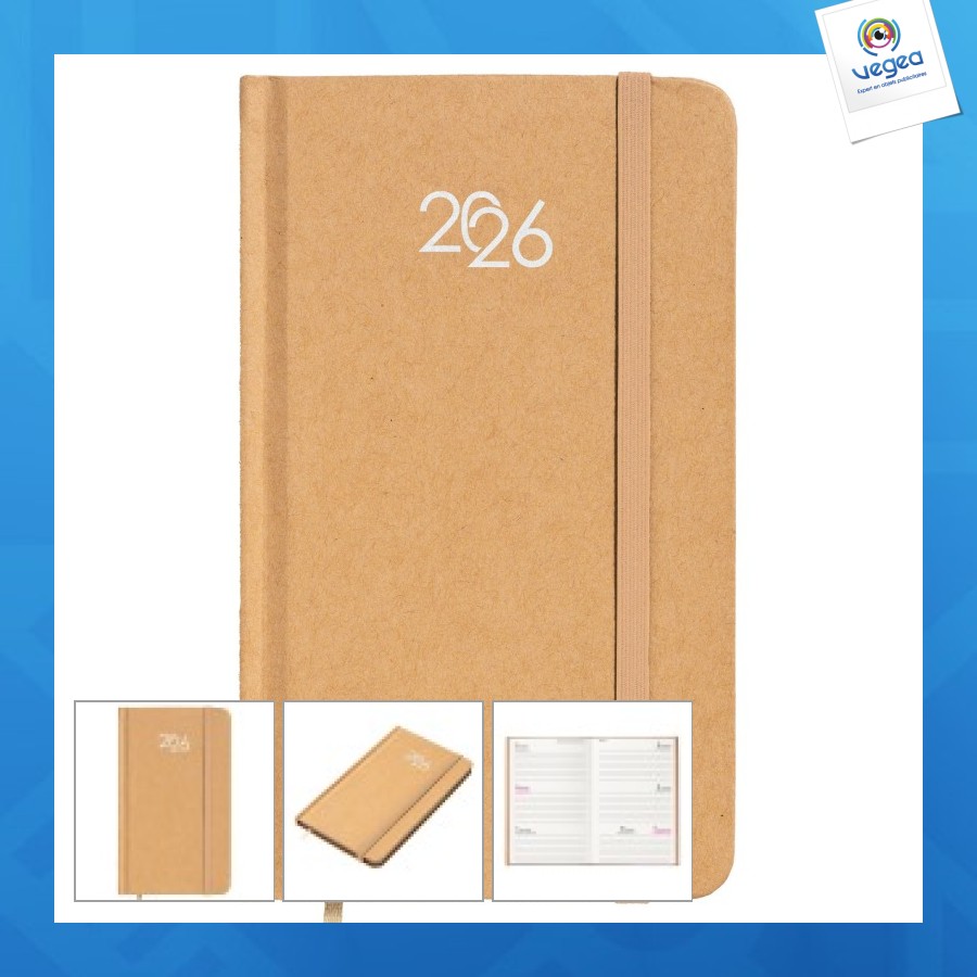 Agenda de poche hebdomadaire 2026 avec couverture rigide
