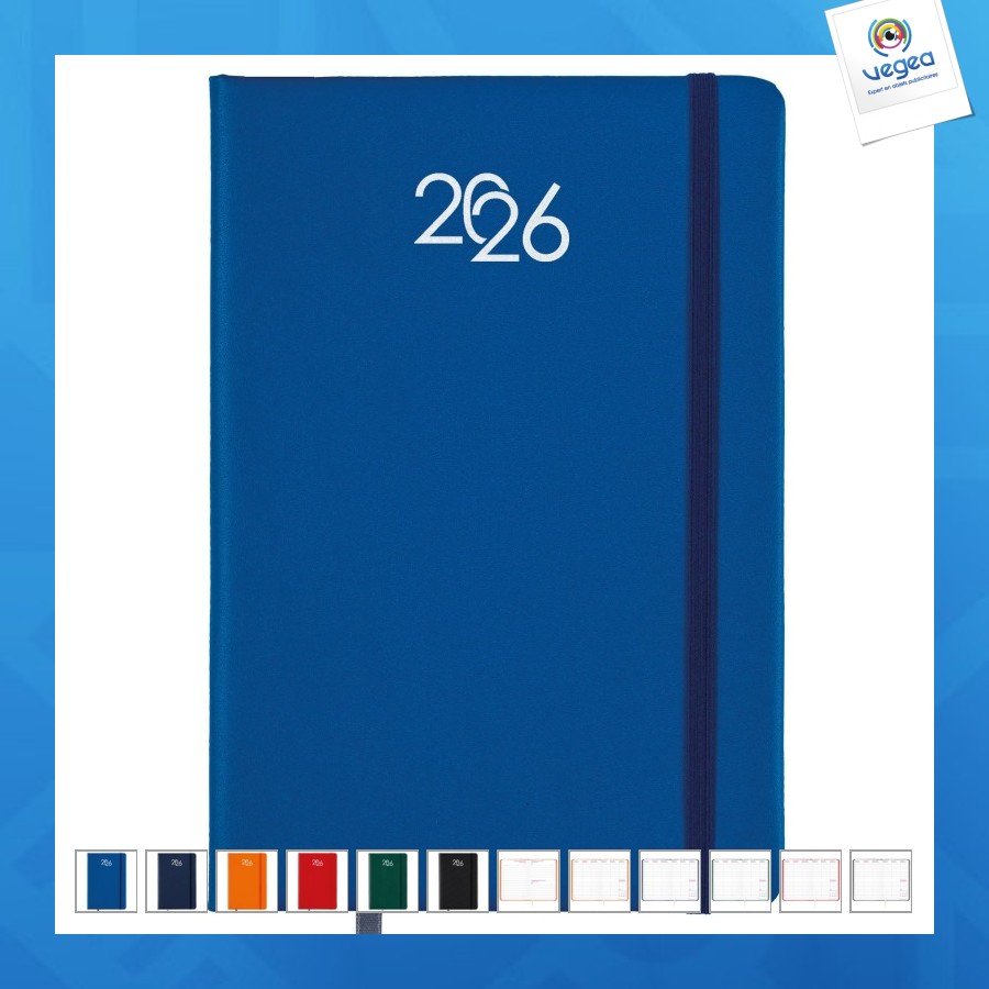 Agenda hebdomadaire 2026 avec couverture rigide en pu