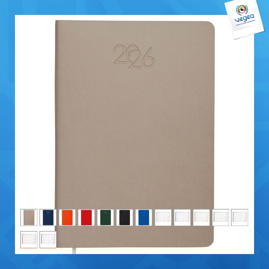 Agenda hebdomadaire 2026 avec couverture souple en pu