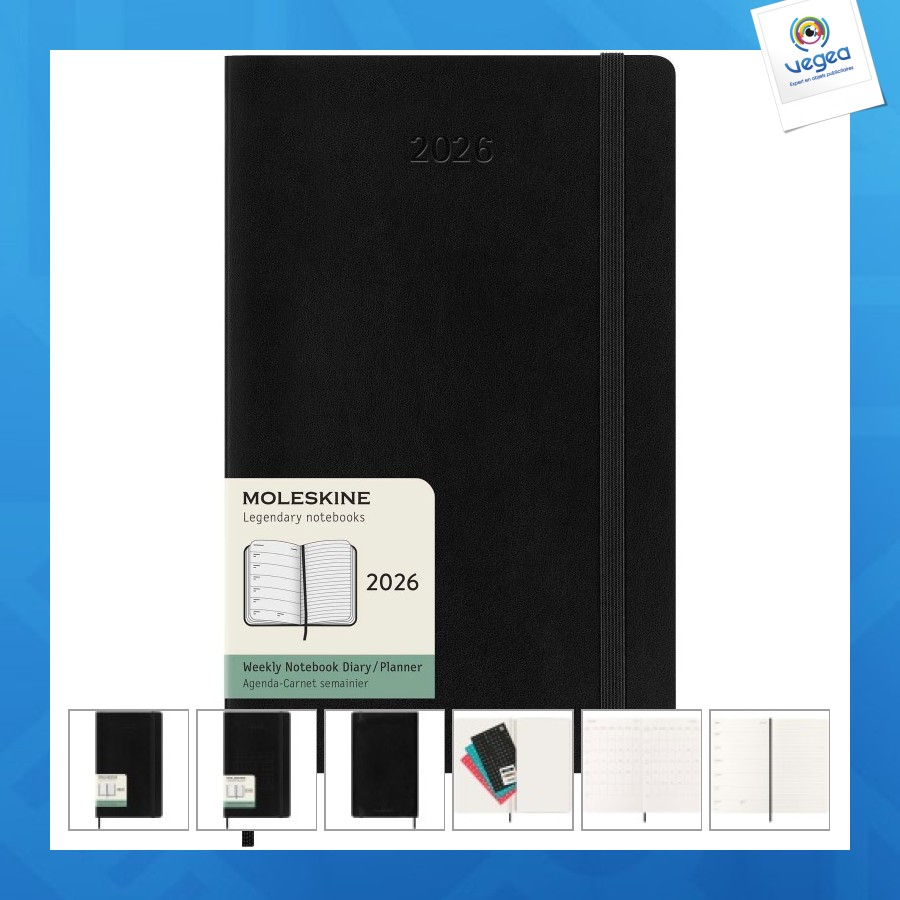 Agenda l 12 mois moleskine à couverture souple
