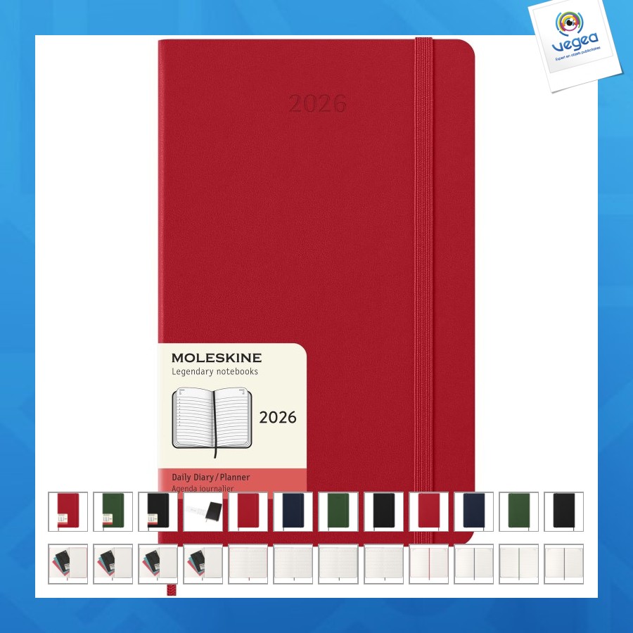 Agenda l quotidien 12 mois moleskine à couverture rigide