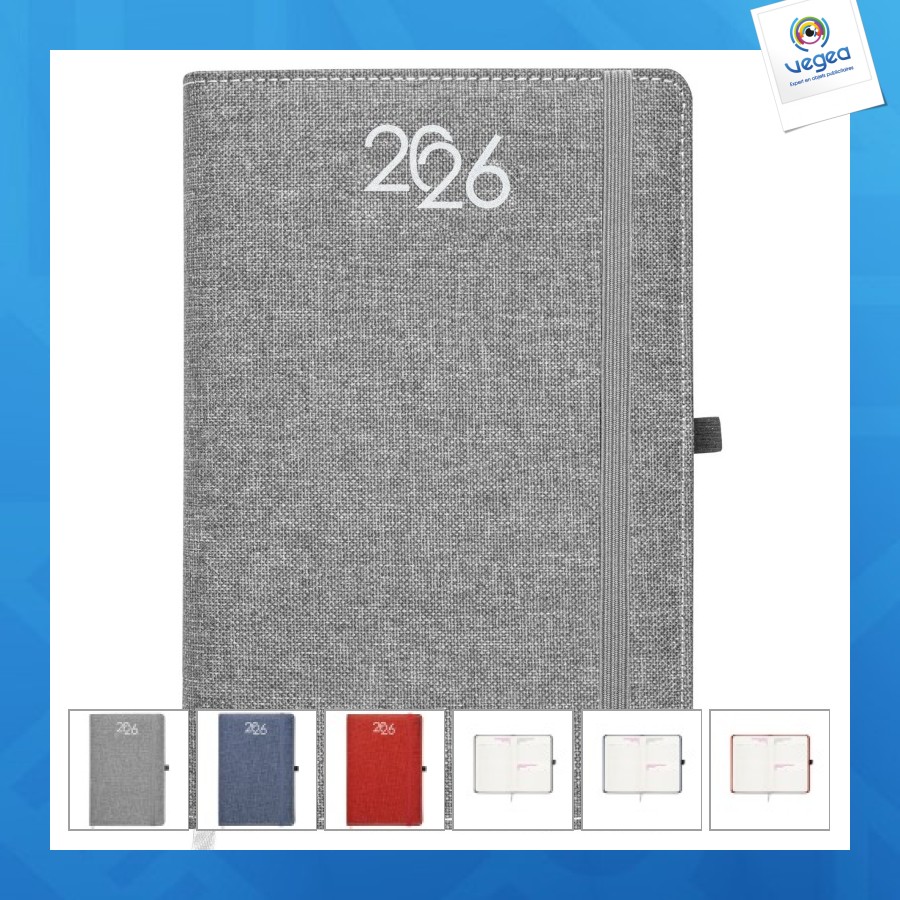 Agenda quotidien 2026, couverture rigide en pet recyclé avec effet de mélange
