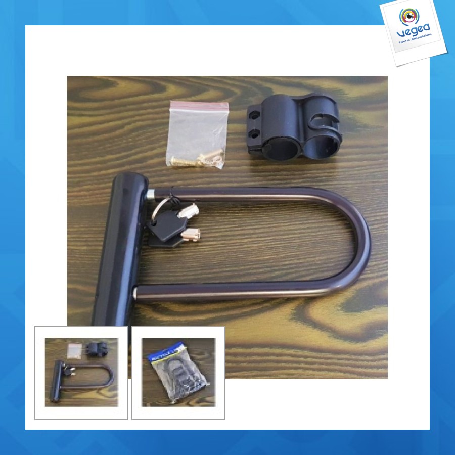 Antivol de vélo en u avec support de cadre 14x20cm