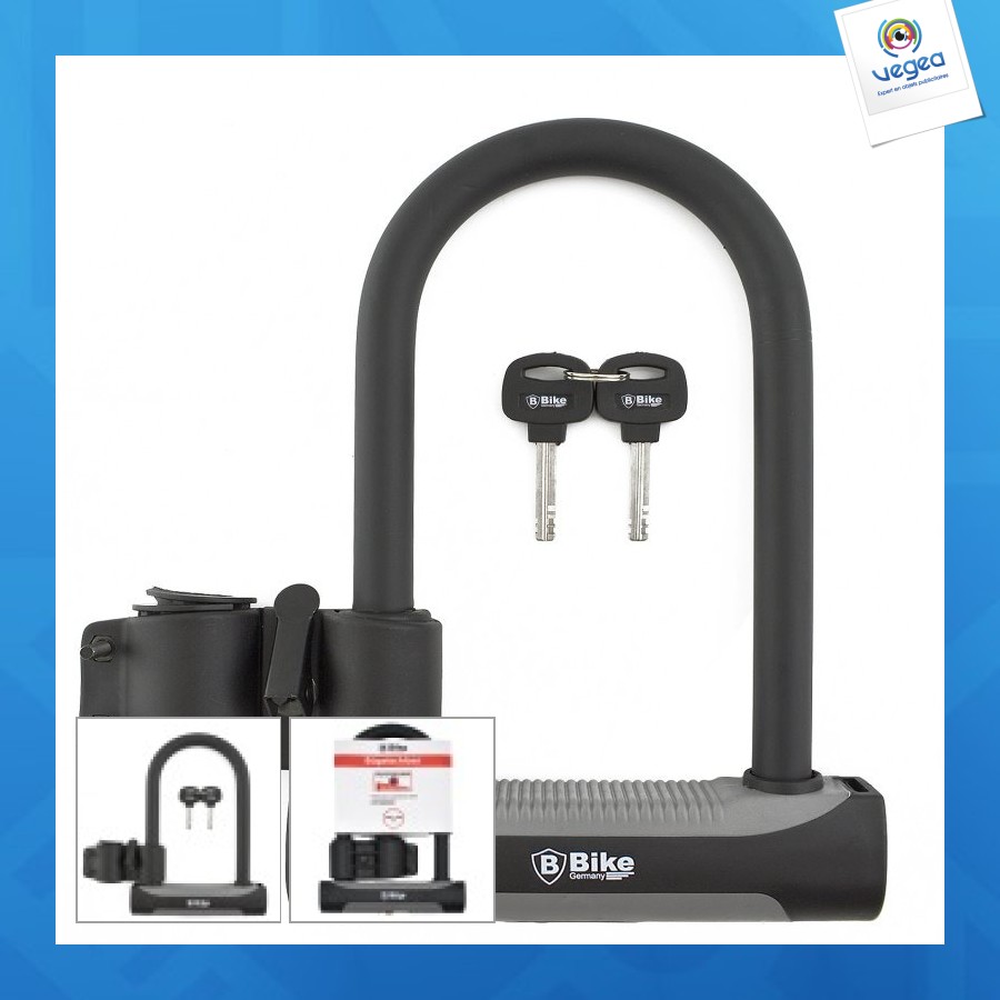 Antivol en u pour vélo 180x245mm avec support