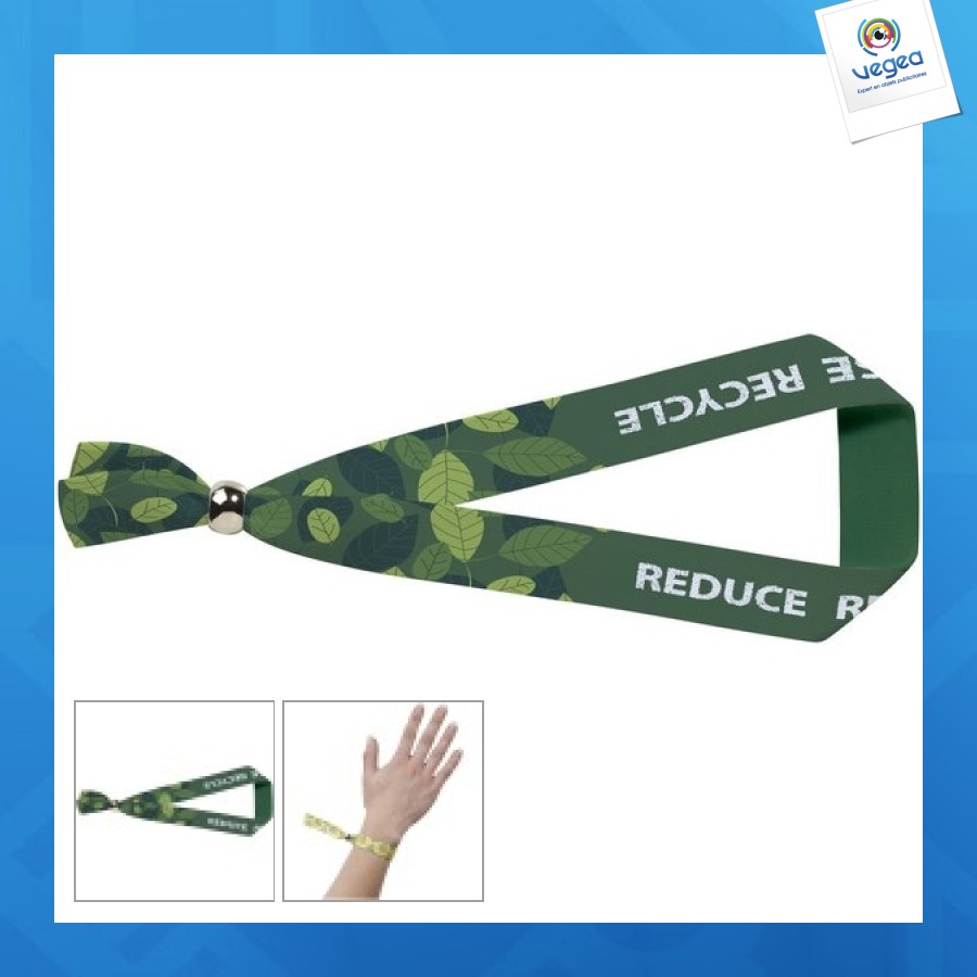 Armband aus recyceltem stoff mit abnehmbarem ring
