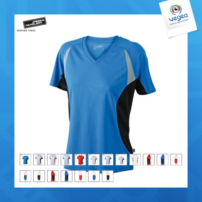 Atmungsaktives t-shirt für frauen mit v-ausschnitt