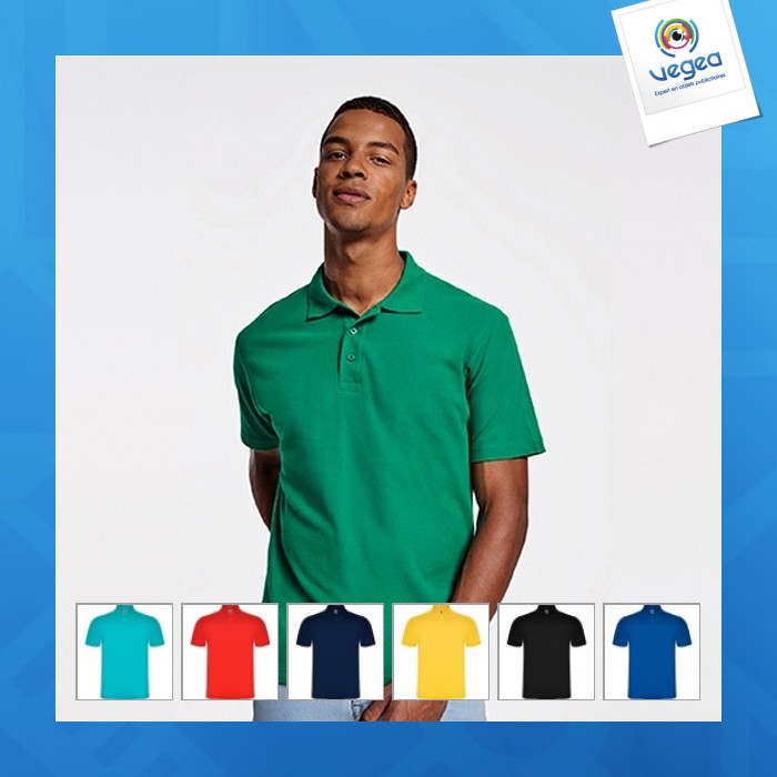 Austral - polo-shirt mit kurzen ärmeln, knopfleiste mit 3 knöpfen
