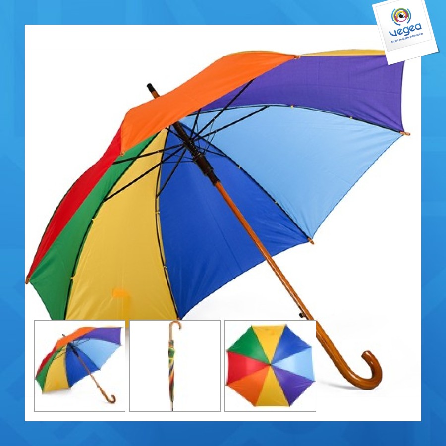 Automatischer regenbogenschirm aus holz 23? aus polyester 190t