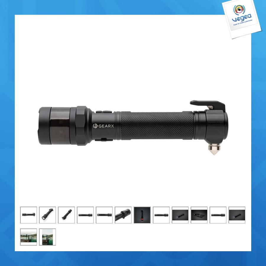 Autotaschenlampe aus recyceltem aluminium rcs gear x