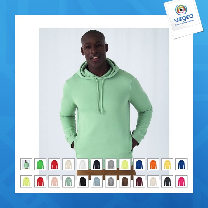 B&c organic hooded - bio-kapuzenpullover - weiß