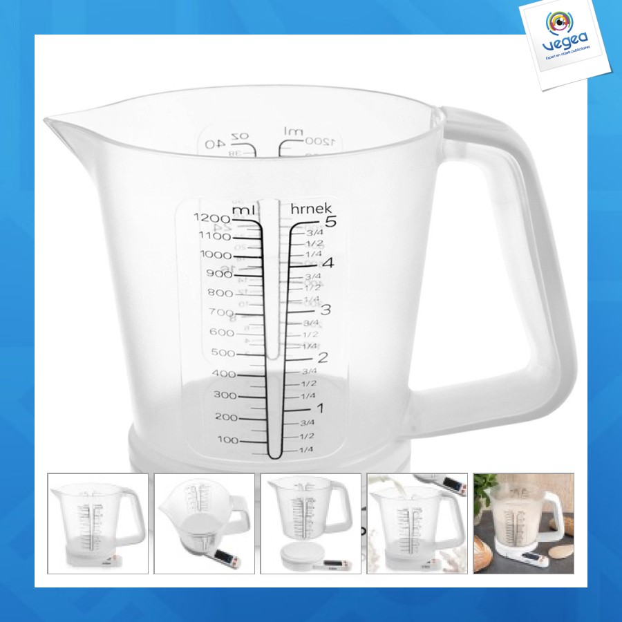 Balance de cuisine avec verre doseur 5kg, 1,2l