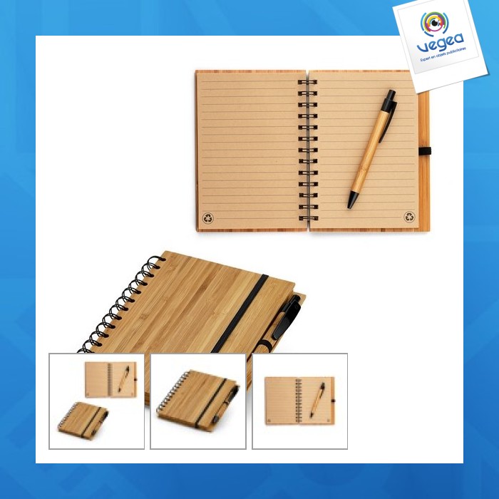 Bambus-notizblock mit hartschalenstift