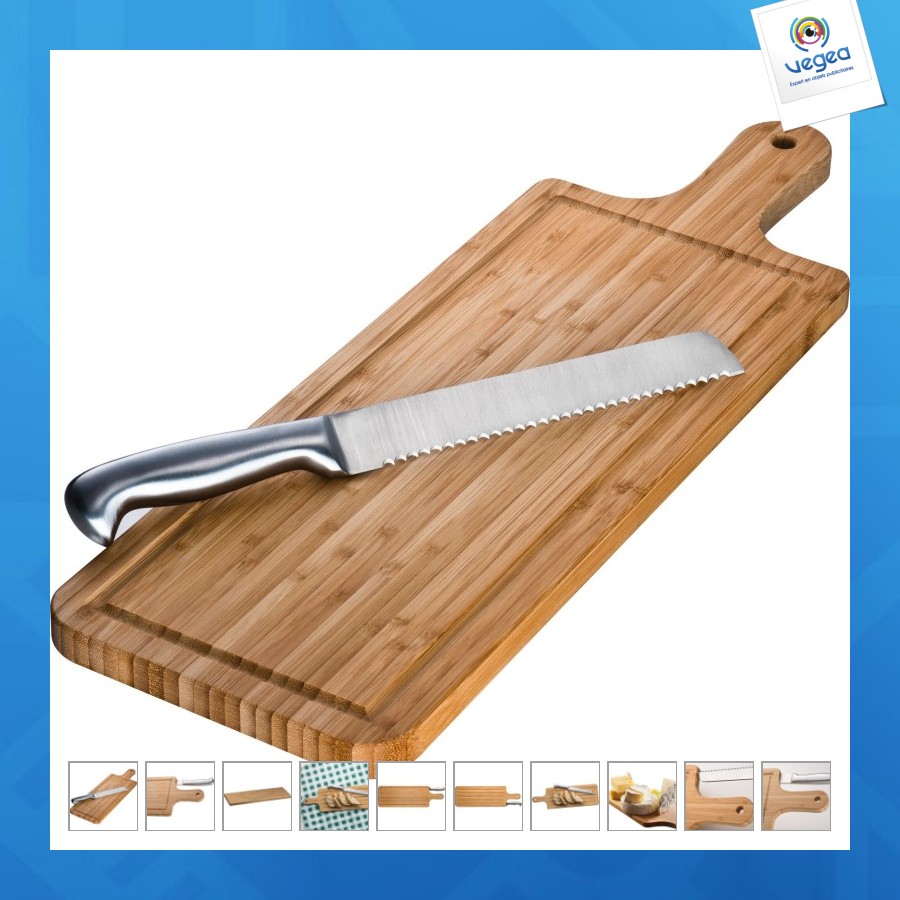 Bambusschneidebrett mit messer