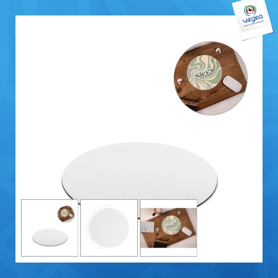 Blair round. tapis de souris rond avec base en caoutchouc