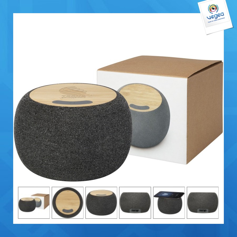 Bluetooth®-lautsprecher und kabellose ecofiber-ladematte aus bamboo/rpet