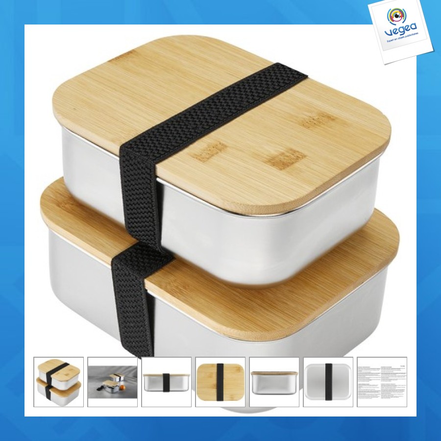 Boîte à repas 1350ml en acier inoxydable avec couvercle en bambou