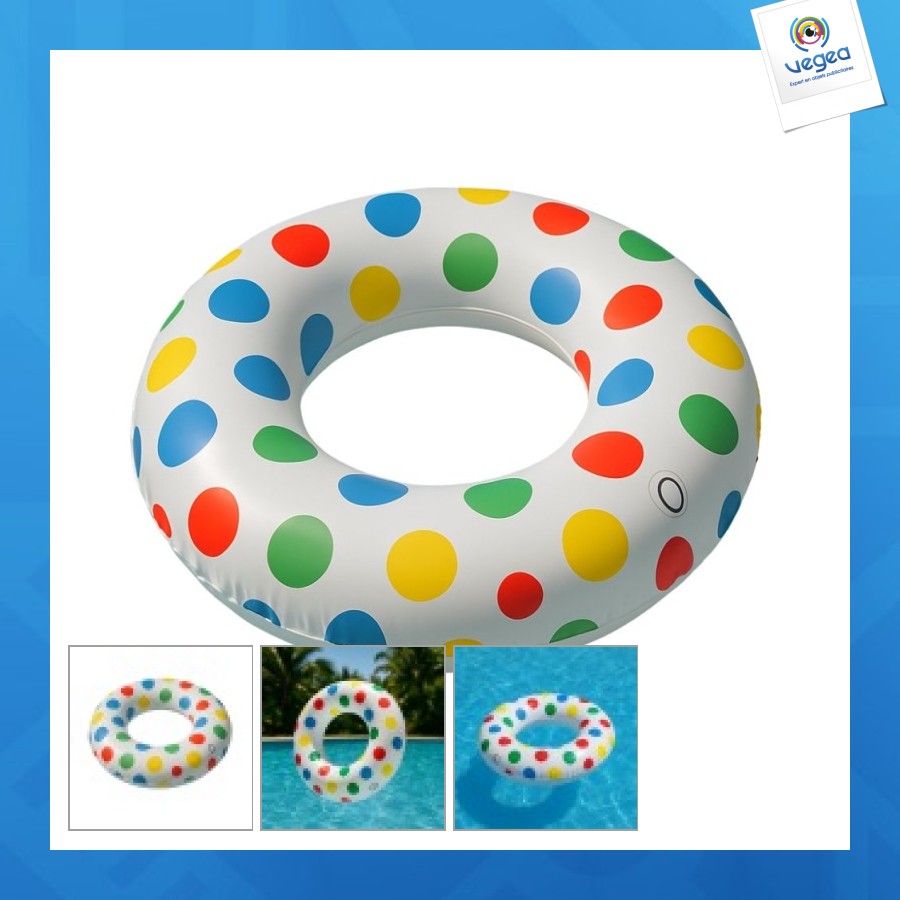 Bouée gonflable géante ronde à pois 91cm multicolore