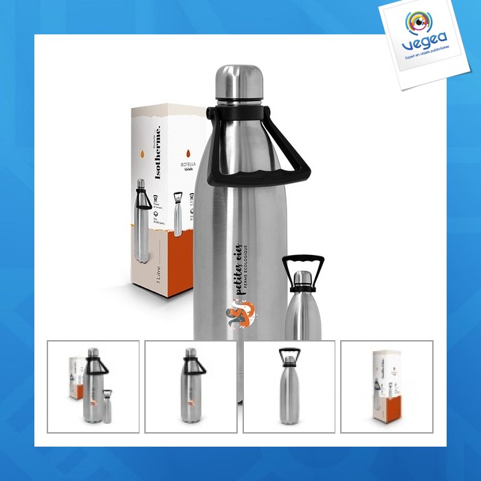 Bouteille gourde isotherme double-paroi inox 1l