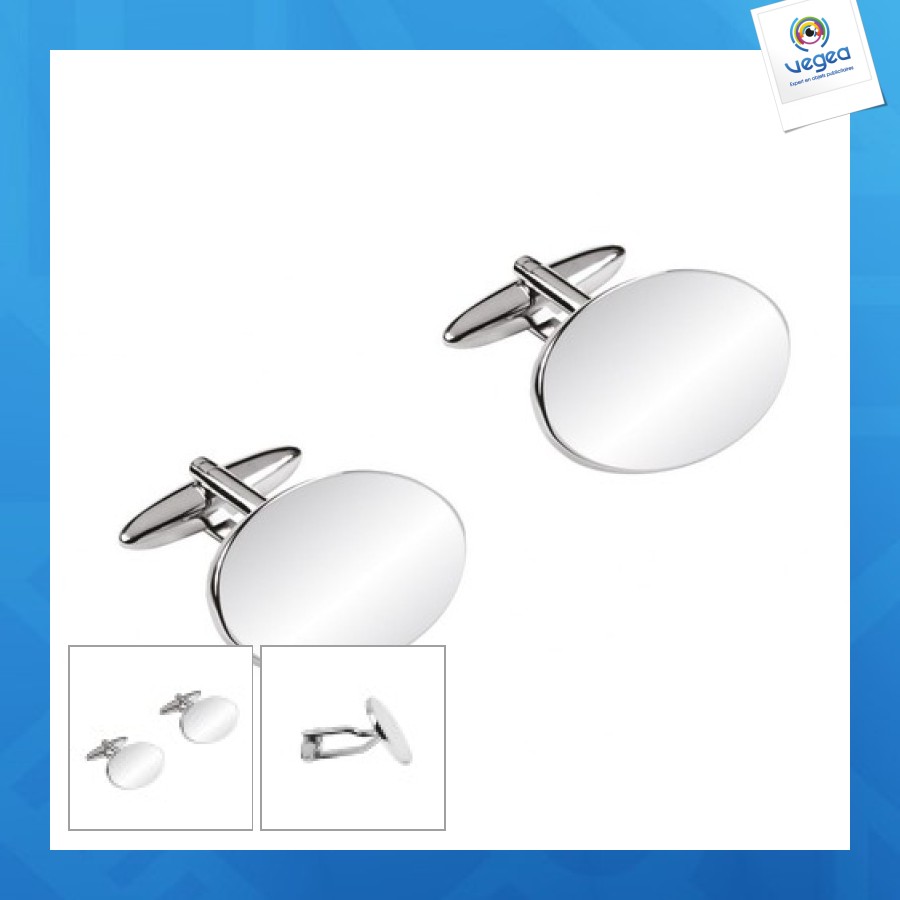 Boutons de manchette ovales 14.5x19mm