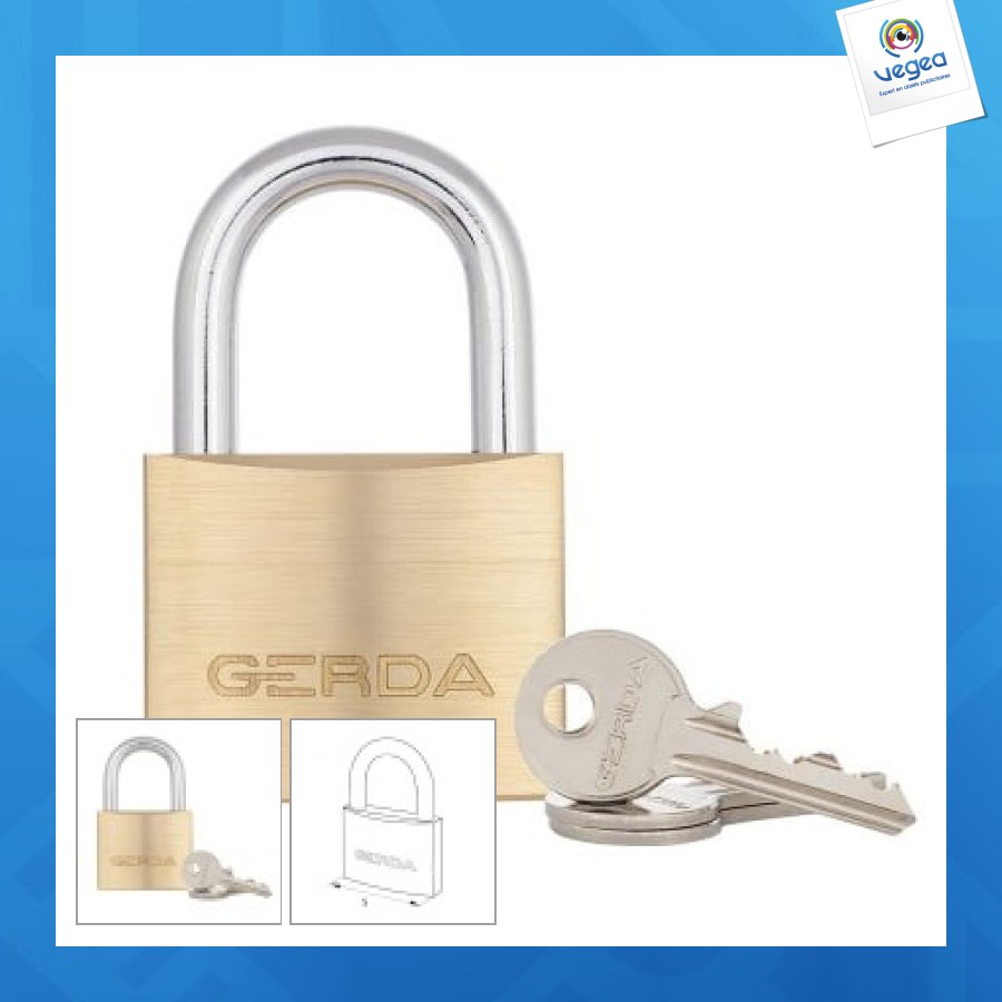 Cadenas laiton 40mm gerda avec bouton poussoir