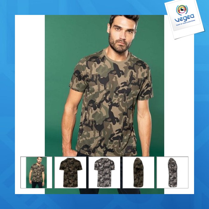 Camo-t-shirt mit kurzen ärmeln für männer - kariban