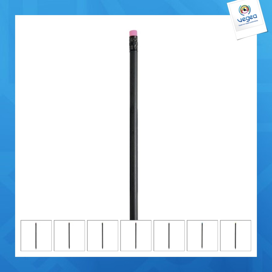Crayon à papier noir cylindrique avec gomme coloré