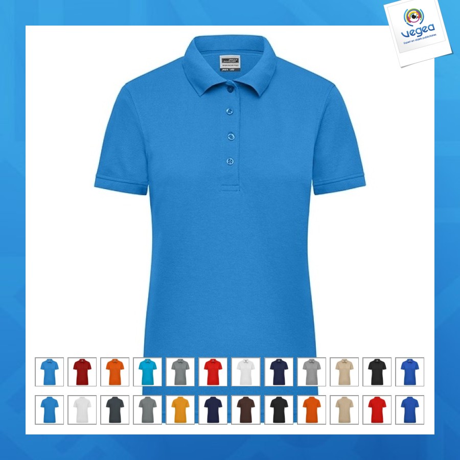 Damen-arbeitspoloshirt mit kurzen ärmeln.