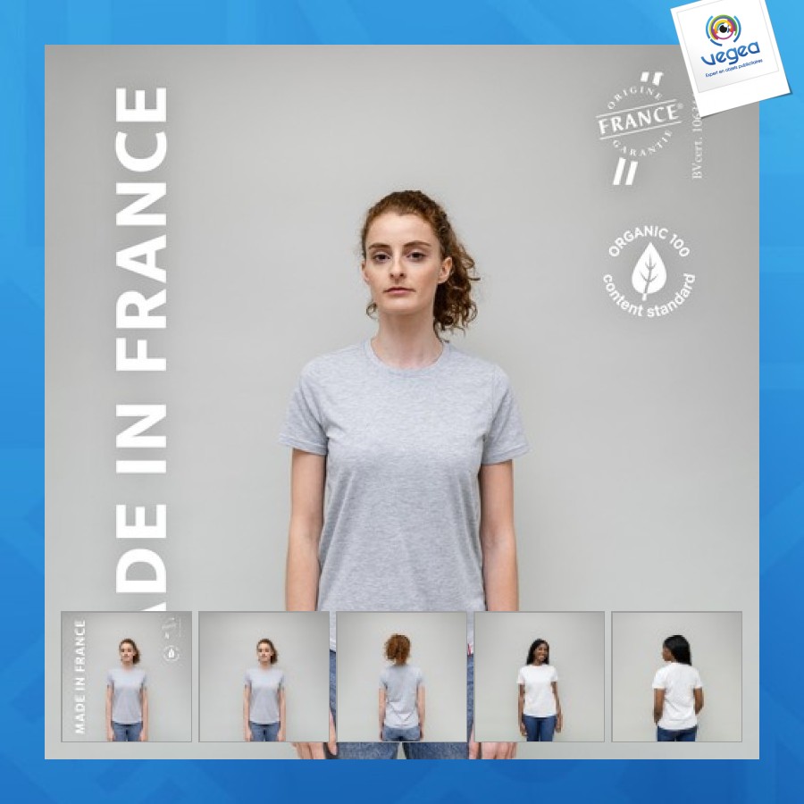 Damen-t-shirt mit rundhalsausschnitt und geripptem rand