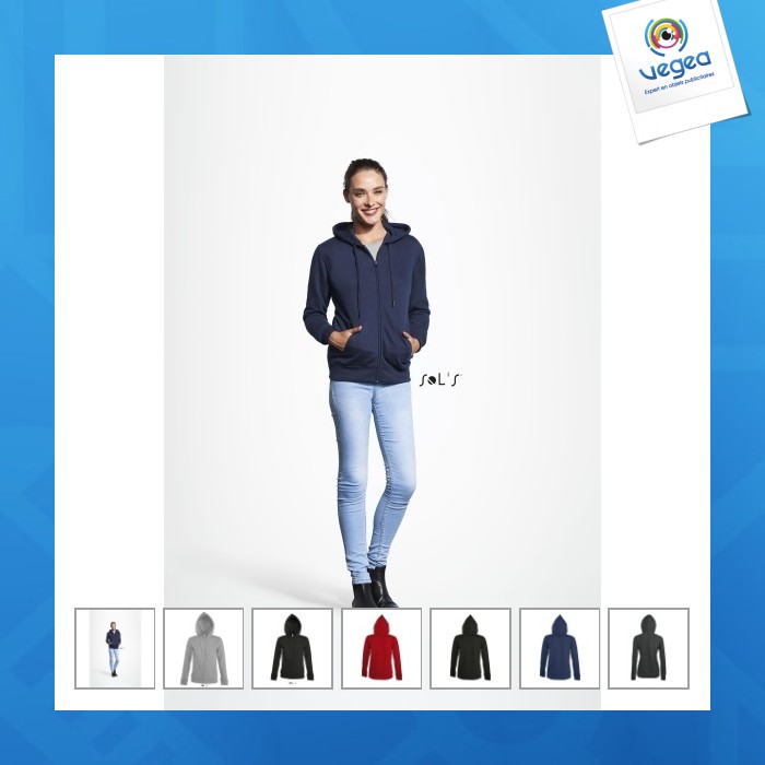 Damenjacke mit reißverschluss und kapuze 280 g sol's - seven women