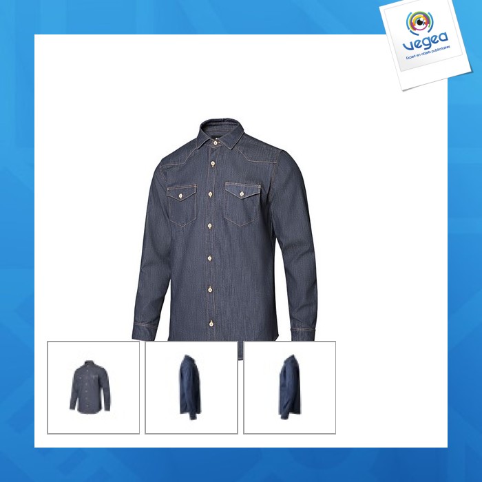 Denim stretchhemd mann - -