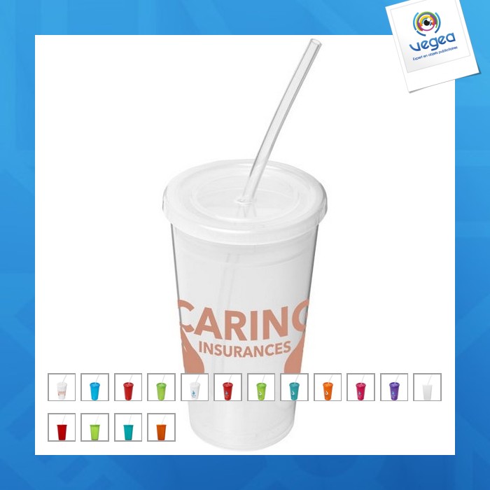Doppelwandiger 35cl-becher mit strohhalm 