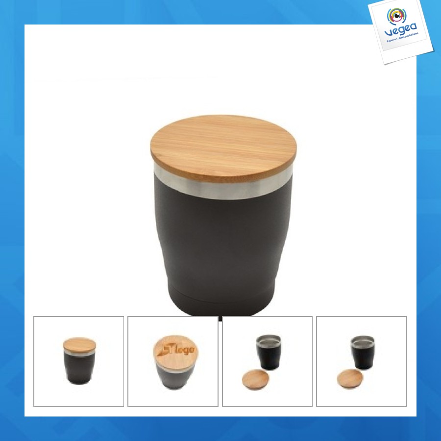 Doppelwandiger becher mit bambusdeckel 330ml