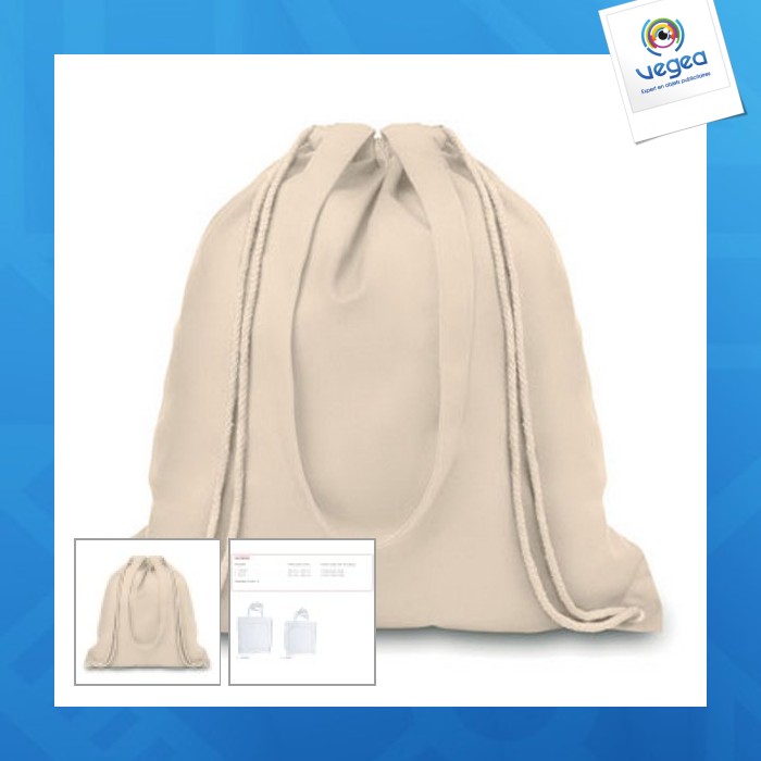 Einkaufstasche mit kordelzug / rucksack aus baumwolle