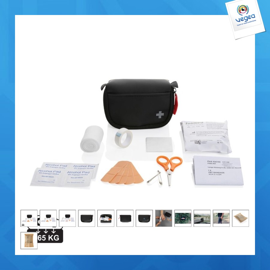 Erste-hilfe-set postgröße aus recyceltem pu-nubuk rcs
