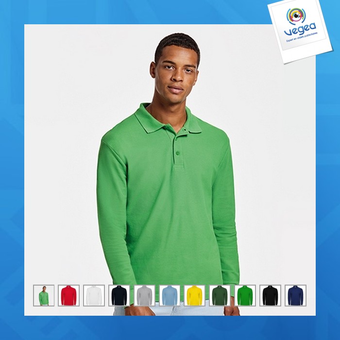 Estrella l/s - polohemd mit langen ärmeln, kragen und ärmelbündchen aus 1x1 rippstrick, knopfleiste mit 3 knöpfen ton in ton