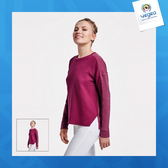Etna - sweatshirt für frauen, kombiniert mit zwei stoffen und zwei farben